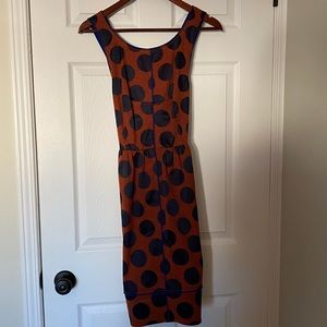 Polka Dot Sleeveless Dress - Orange and Blue